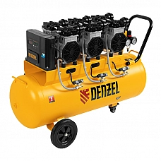 Компрессор безмасляный, малошумный DENZEL DLS 3300/100, 3300 Вт,3x1100, 100 л, 570 л/мин ,блок управления
