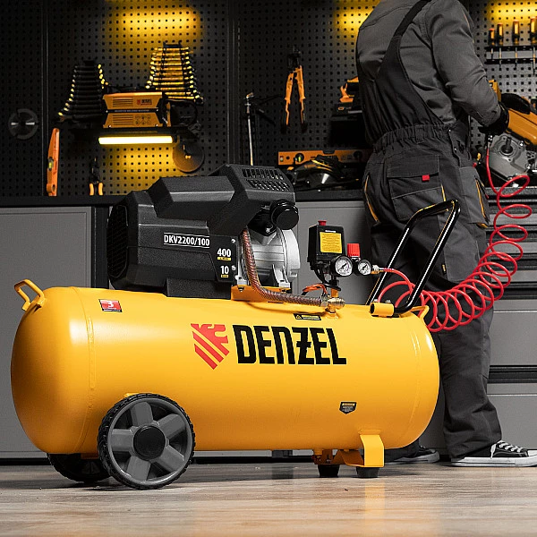 Компрессор воздушный Denzel DKV2200/100, Х-PRO 2.2 кВт, 400 л/мин, 100л
