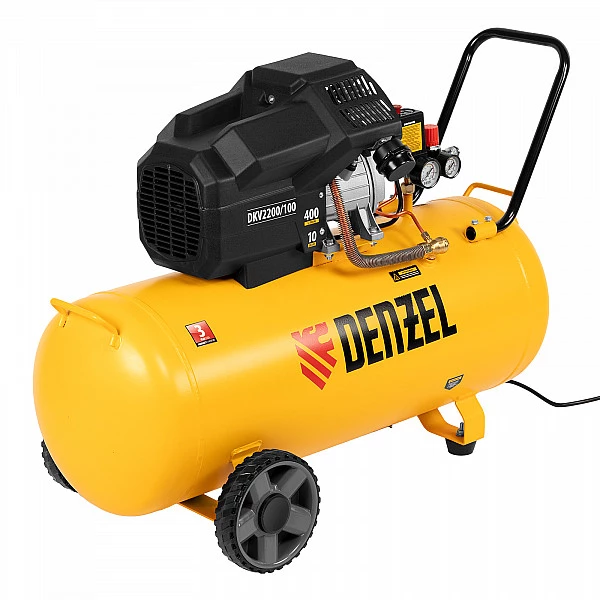 Компрессор воздушный Denzel DKV2200/100, Х-PRO 2.2 кВт, 400 л/мин, 100л