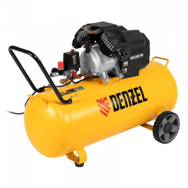 Компрессор воздушный Denzel DKV2200/100, Х-PRO 2.2 кВт, 400 л/мин, 100л