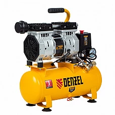 Компрессор DENZEL DLS650/10 безмаслянный малошумный 650 Вт, 120 л/мин, ресивер 10 л
