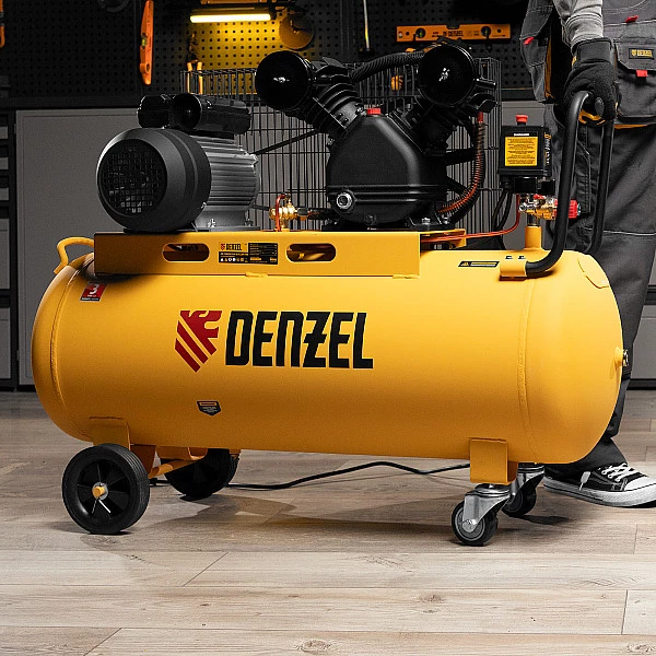 Компрессор воздушный Denzel BCV2200/100, ременный привод, 2.2 кВт, 100 литров, 370 л/мин