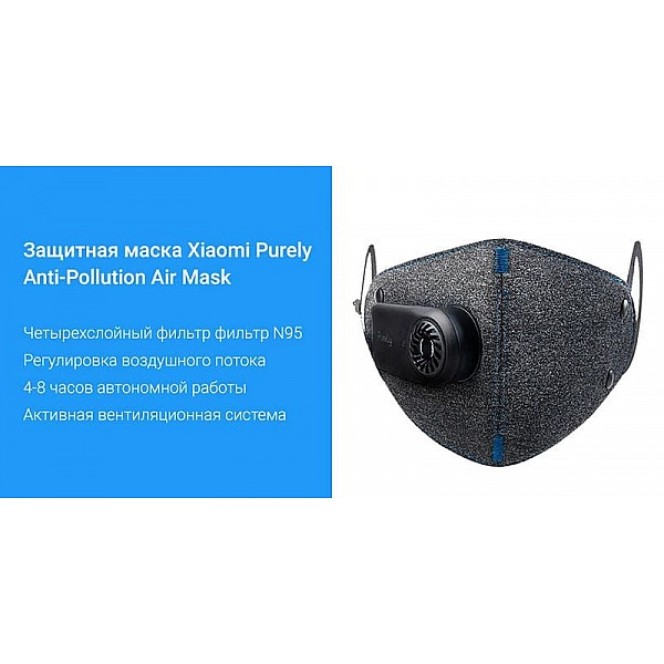 Маска-респиратор Xiaomi Purely AntiPollution Air Mask (cерый)