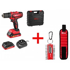 Аккум. дрель-шуруповерт WORTEX BD 1820-1 DLi в чем. ALL1 + АКЦИЯ! (Набор бит и напульсник в подарок!)
