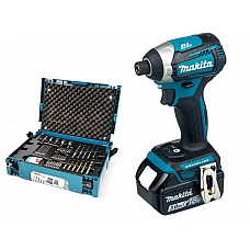 Аккум. шуруповерт MAKITA LXT DTD 154 RFE в чем. + Набор оснастки MAKITA 56 предметов (B-53768) (18.0 В, 2 акк., 3.0 А/ч Li-Ion, 3 скор., 175 Нм, шурупы до 13 мм)
