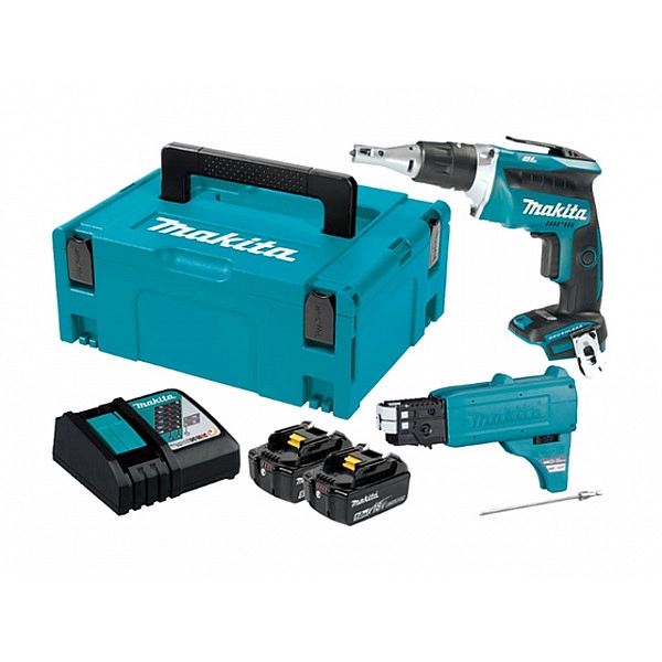 Аккум. шуруповерт MAKITA DFS 452 TJX2 в чем. (18.0 В, 2 акк., 5.0 А/ч Li-Ion, 1 скор., 40 Нм, шурупы до 6 мм)