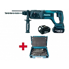 Аккум. перфоратор MAKITA LXT DHR 241 RFE в чем. + Набор насадок MAKITA 17 шт. (B-53877) (18.0 В, 2 акк., 3.0 А/ч Li-Ion, 1.9 Дж, вес 3.2 кг,)