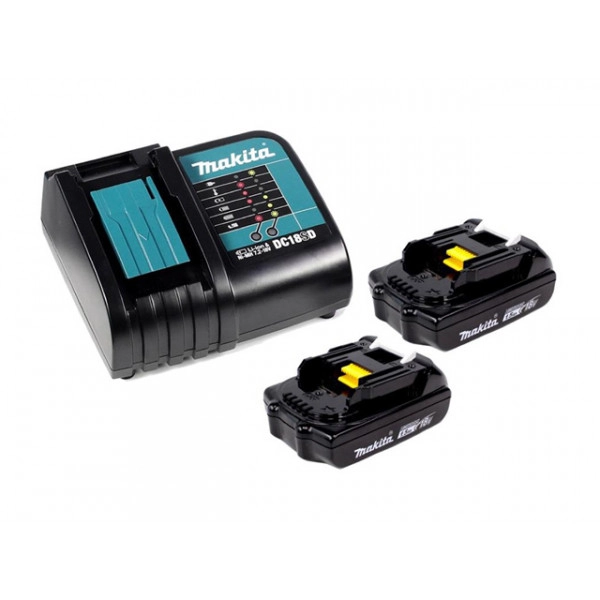 Комплект аккумулятор LXT 18.0 В BL1815N 2 шт. + зарядное устройство DC18SD в кейсе (Набор BL1815N 18V 1,5 Ah 2 шт. + DC18SD) (MAKITA)