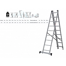 Лестница алюм. 3-х секц. 316/552/316см 3х9 ступ., 10,3кг NV1230 Новая Высота Лестница алюм. 3-х секц. 316/552/316см 3х9 ступ., 10,3кг NV1230 Новая Высота