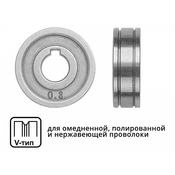 Ролик подающий ф 30/10 мм, шир. 10 мм, проволока ф 0,6-0,8 мм (V-тип)