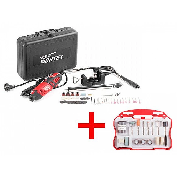 Гравер электрический WORTEX MG 3218 E в чем. + аксессу+АКЦИЯ Набор аксессуаров 52 предмета в подарок (В ПОДАРОК Набор аксессуаров для гравера 52 предм