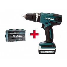Аккум. ударная дрель-шуруповерт MAKITA HP 347 DWE в чем. + Набор бит 47 шт. (B-36170) (14.4 В, 2 акк., 1.5 А/ч Li-Ion, 2 скор., 30 Нм, шурупы до 13 мм, сверление в металле до 8 мм)