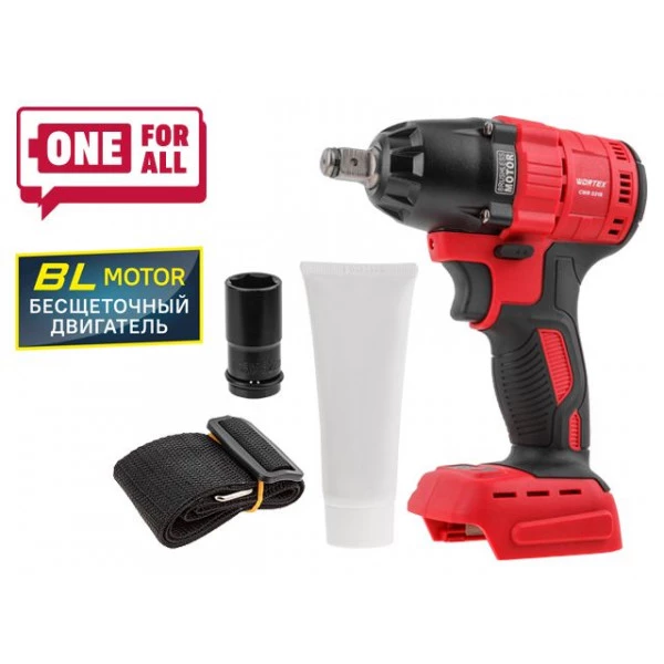 Аккум. ударный гайковерт WORTEX CWR 0318 в кор. ALL1 XLT SOLO БЕСЩЕТ., 18 В, 310 Н*м, 1/2" (вес 2.0 кг)