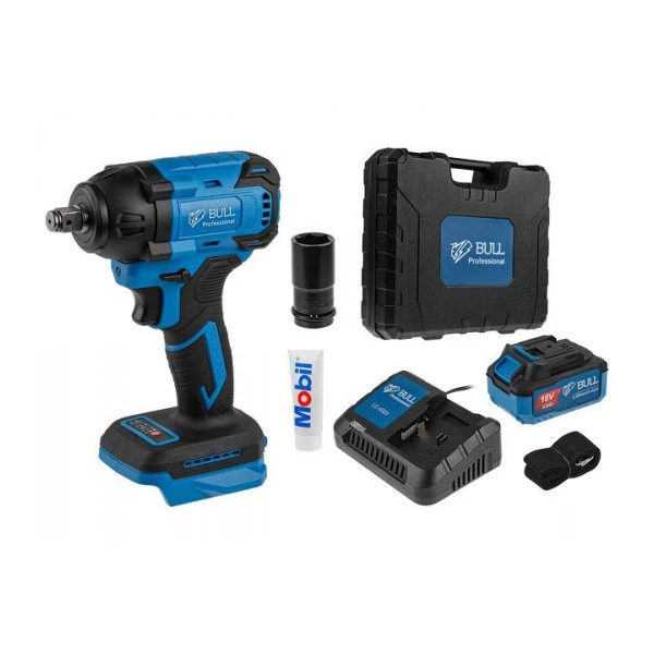 Аккум. ударный гайковерт BULL SC 1804 в чем. XLTpro БЕСЩЕТ., 18 В, 400 Нм, 1/2", 1х4 Ач, з/у 4 А (вес 2.0 кг)