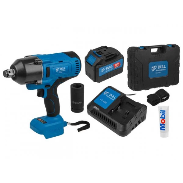 Аккум. ударный гайковерт BULL SC 1801 в чем. XLTpro БЕСЩЕТ., 18 В, 1000 Нм, 3/4", 1х6 Ач, з/у 4 А (вес 3.3 кг)