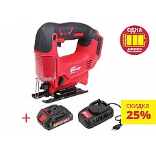 Аккум. лобзик WORTEX CJS 6529 в кор. ALL1 +АКЦИЯ (аккумулятор и зарядное в комплекте) (18.0 В, пропил до 65 мм. Аккум. WORTEX CBL 1820 18.0 В, 2.0 А/ч и з/у FC 2120-1)