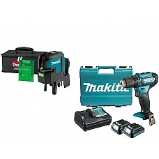 Нивелир лазерный MAKITA SK 106 GDZ в сумке + АКЦИЯ(дрель-шуруповерт) (проекция: крест, до 35 м, +/- 0.30 мм/м, резьба 1/4")

