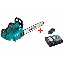 Аккум. пила цепная MAKITA DUC 356 Z шина 35 см (14"), 3/8,1.1 мм + АКЦИЯ (2 аккумулятора и зарядное) (18+18 В, набор 191L74-5  BL 1850 B 5.0 А/ч, Li-Ion x2 шт., DC 18 RC)