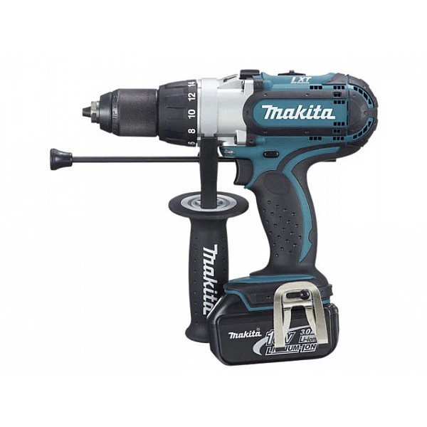 Аккум. ударная дрель-шуруповерт MAKITA LXT DHP 451 RFE в чем. (18.0 В, 2 акк., 3.0 А/ч Li-Ion, 3 скор., 80 Нм, шурупы до 13 мм, сверление в металле до