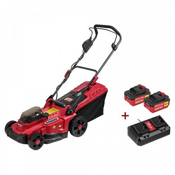 Газонокосилка аккумуляторная WORTEX CLM 3836 ALL1 XLT SET БЕСЩЁТ.ДВИГ., 18В+18В, 2акб, 4Ач, шир.3