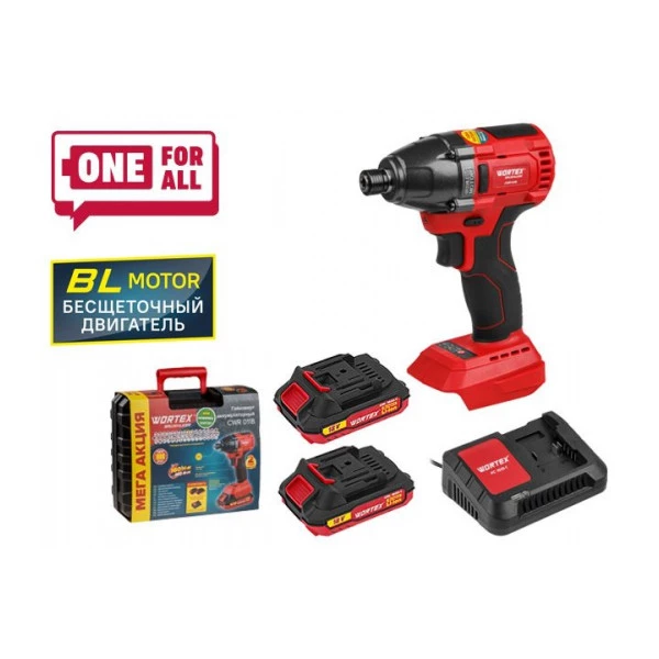 Аккум. ударный гайковерт/винтоверт WORTEX CWR 0118 в чем. ALL1 XLT SET БЕСЩЕТ., 18 В, 160 Н*м (внутр. шестигр. 1/4 ", вес 1.4 кг)