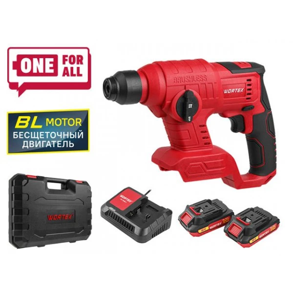 Аккум. перфоратор WORTEX CRH 1810 в чем. ALL1 XLT SET БЕСЩЕТ., 18 В, 1.2 Дж, 20 мм, 2х2 А*ч (18.0 В, БЕСЩЕТОЧНЫЙ, , 1.2 Дж, вес 1,14 кг)