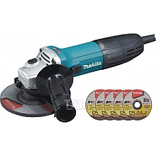 Одноручная углошлифмашина MAKITA GA 5030RX8 в кор.+ 5 отрезных кругов (720 Вт, диск 125х22 мм., без регул. об. + 5 отрез. дисков)
