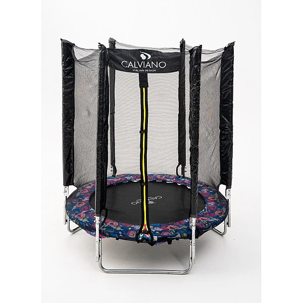 Батут пружинный с защитной сеткой Calviano 140 см (4,5ft) light складной SMILE
