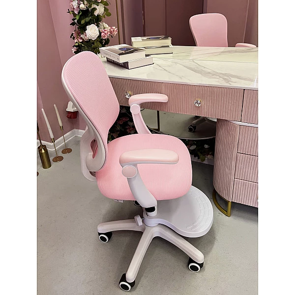 Кресло для сидения с регулировкой высоты Calviano Comfy розовое с подножкой