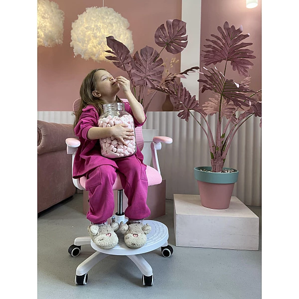 Кресло для сидения с регулировкой высоты Calviano Comfy розовое с подножкой