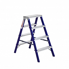 Лестница-стремянка двусторонняя Алюмет MD8204 (40*20, 4-х ступ., сталь, алюм. ступени)