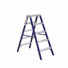 Лестница-стремянка двусторонняя Алюмет MD8205 (40*20, 5-и ступ., сталь, алюм. ступени)