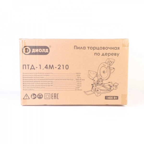 ДИОЛД ПТД-1,4М-210 Пила торцовочная по дереву, 1400 Вт, 210*25,4*2,8 мм, 5000 об/мин