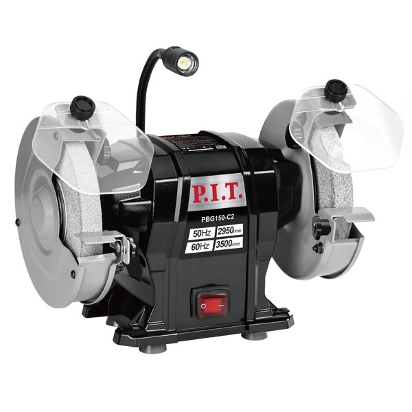 PIT PBG150-C2 Станок точильный электрич. P.I.T., 300 Вт, 2950 об/мин, Ø150х12.7х20 мм, LED, пылезащита