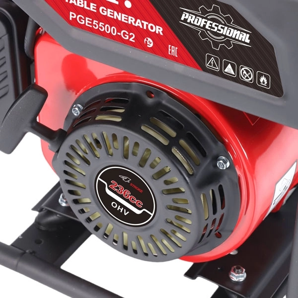 PIT PGE5500-G2 Генератор бензиновый инверторный P.I.T. PGE5500-G2 (5,5/5,0 кВт, 236см³, 4 такт, 2х220В, 12В, 23А)