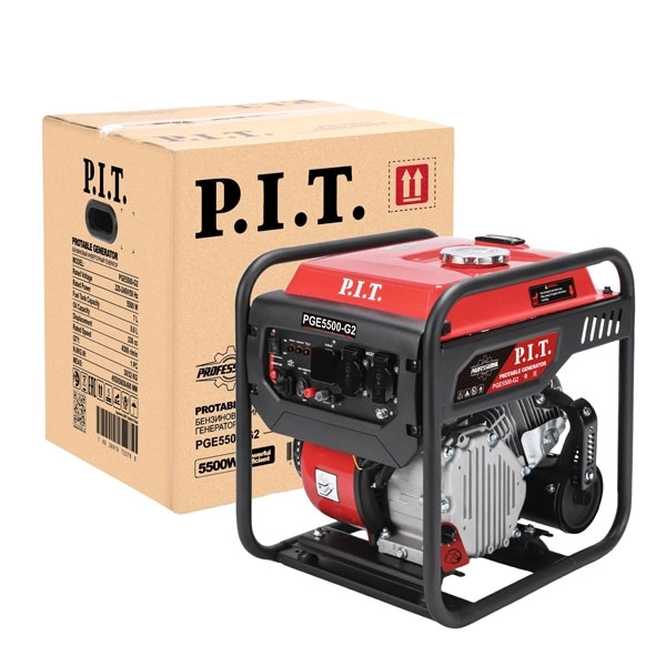 PIT PGE5500-G2 Генератор бензиновый инверторный P.I.T. PGE5500-G2 (5,5/5,0 кВт, 236см³, 4 такт, 2х220В, 12В, 23А)