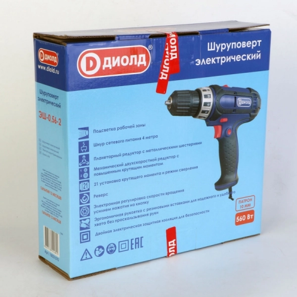 ДИОЛД ЭШ-0,56-2 Электрический шуруповерт 2-х скор, 560Вт,0-450/0-1500 об/мин, 24Н*м