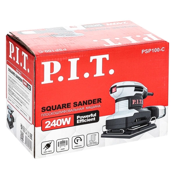 PIT PSP100-C Вибрационная шлифмашина, 240 Вт, подошва 100х110 мм, 14000 ход/мин