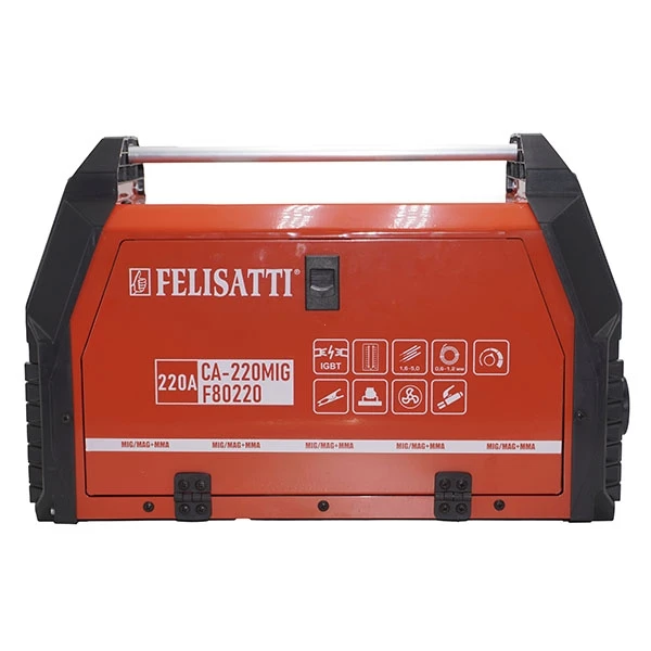 Felisatti СА-220MIG Felisatti(822.5.1.00) Сварочный аппарат инверторный, 20-220А,потр. 55,7 А /6100 Вт, ММА 20,8-27,2 В, 0,8-1,2 мм