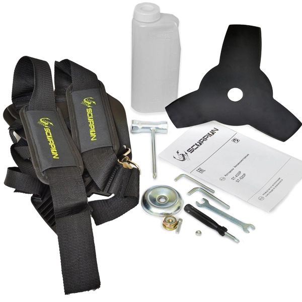 SCORPION ST- 52 Бензиновый триммер SCORPION, 2600 Вт/3,6 л.с., 52 см.куб., 9300 об/мин