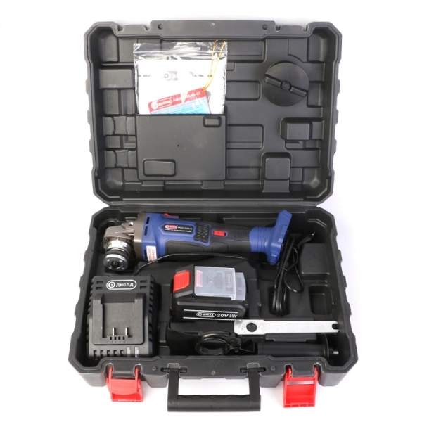 ДИОЛД АМШУ-20ЛИ-01(1 АКБ, кейс) Машина шлифовальная угловая аккумуляторная, 20 В, 3000-10500 об/мин, 125 мм, 1 АКБ и ЗУ, кейс