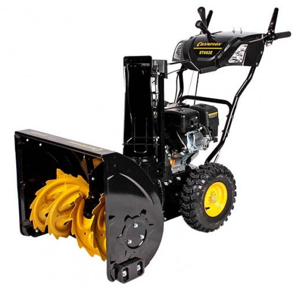 CHAMPION ST662E Снегоотбрасыватель, 6,5 л.с.,61см.,6F/2R колеса, бак 3,6л., эл.стартер, фары,обогрев рук
