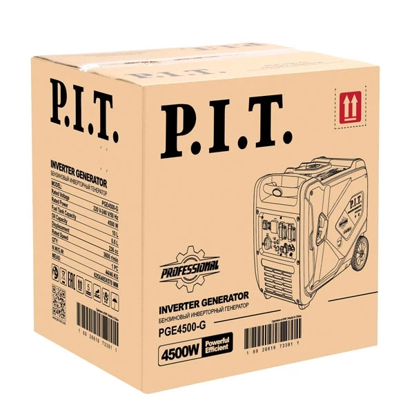 PIT PGE4500-G Генератор бензиновый инверторный P.I.T. PGE4500-G (4,5/4,2 кВт, 236см³, 4 такт, 2х220В, 12В, 18,3А)