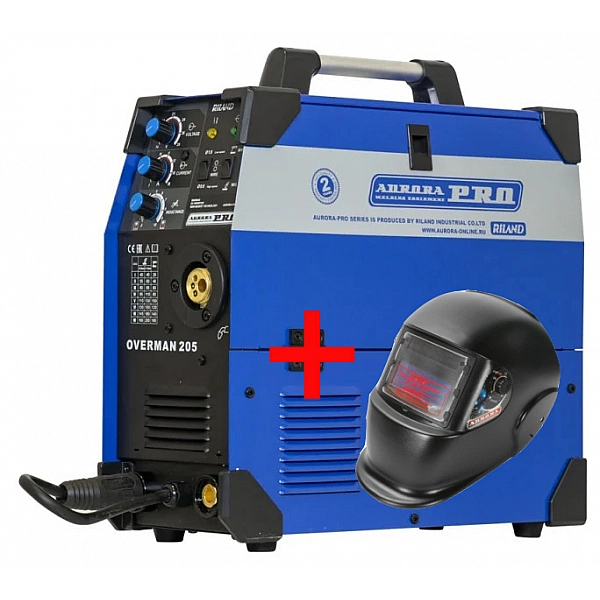Сварочный полуавтомат Aurora OVERMAN 205 + Маска сварщика "Хамелеон" SUN7 TIG MASTER 2-levels
