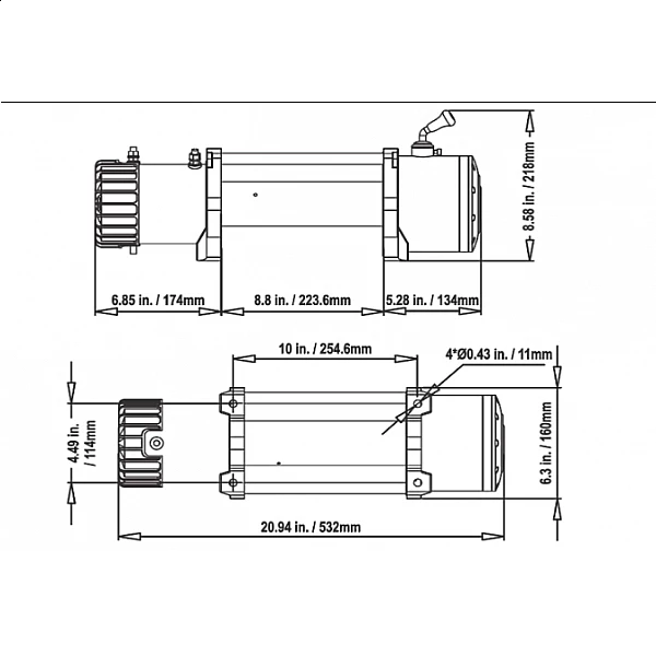 Лебёдка RUGCEL 4500 кг. с синтетическим тросом